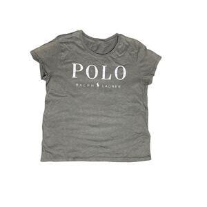 Polo Ralph Lauren Women’s T-Shirt Gray White Logo Single-Needle Hem Small/Medium